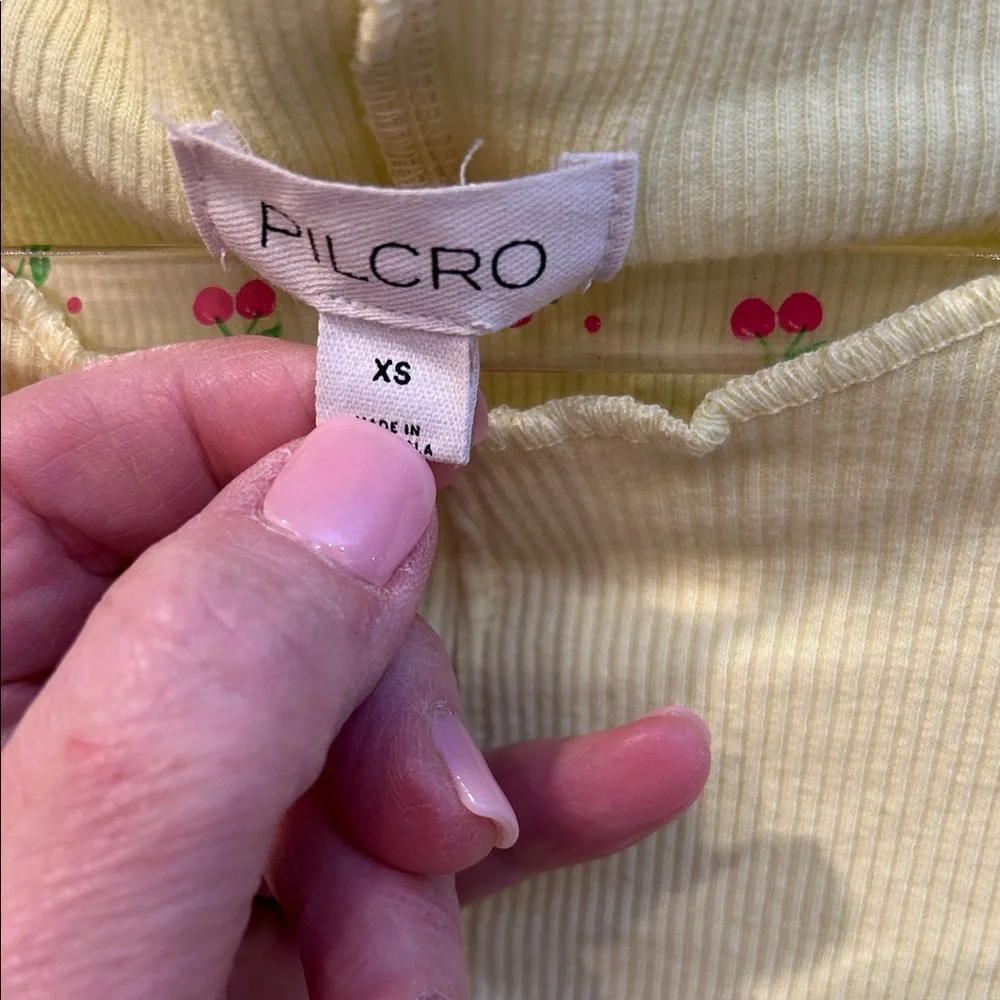 Pilcro Anthropologie Yellow Ruffled Cotton Top XS